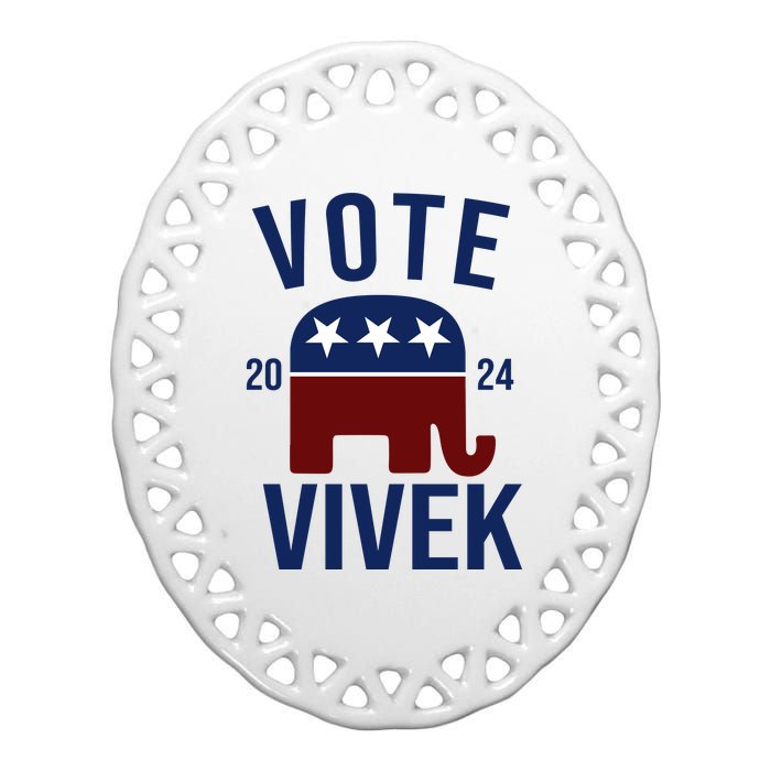 Vote Vivek 2024 Republican Election Ceramic Oval Ornament