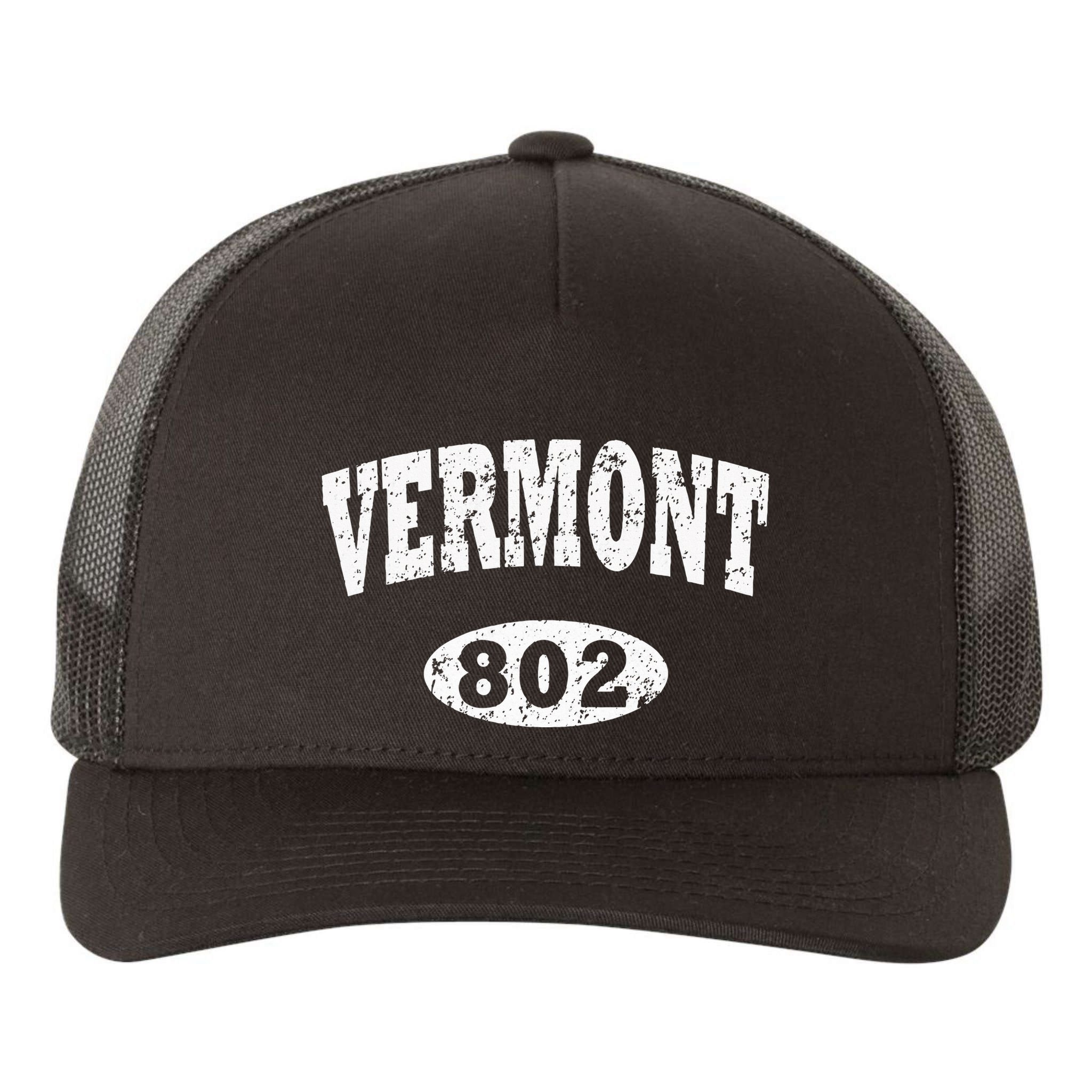 Vermont . Vintage Area Code 802 Yupoong Adult 5-Panel Trucker Hat