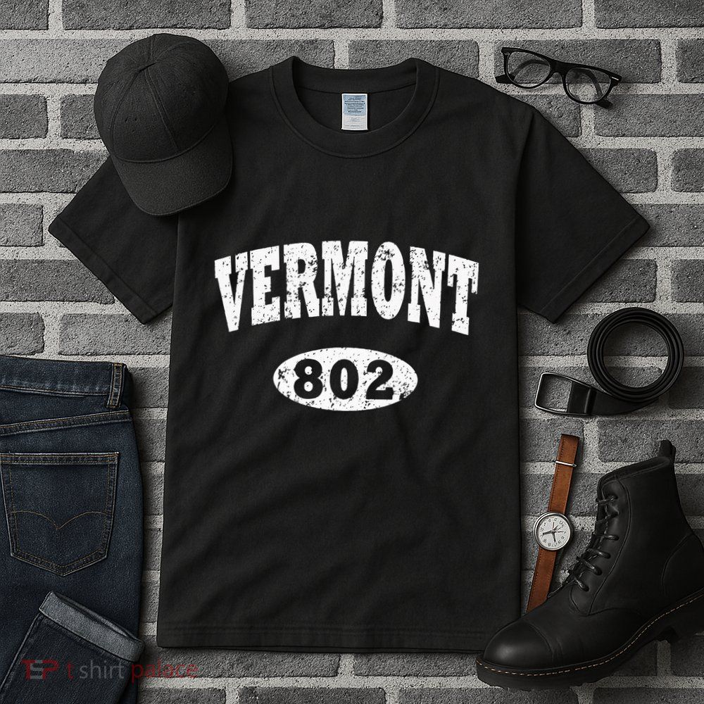Vermont . Vintage Area Code 802 Tall T-Shirt
