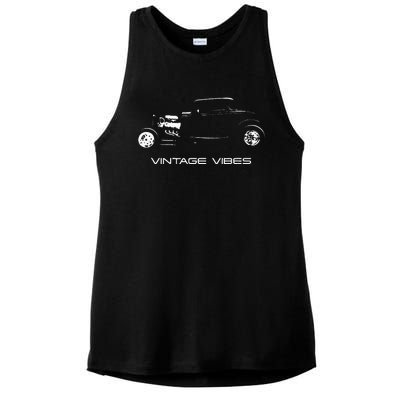 Vintage Vibes Automotive Nostalgia Classic Hotrod Car Ladies PosiCharge Tri-Blend Wicking Tank