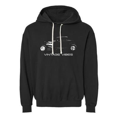 Vintage Vibes Automotive Nostalgia Classic Hotrod Car Garment-Dyed Fleece Hoodie