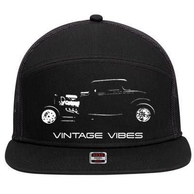 Vintage Vibes Automotive Nostalgia Classic Hotrod Car 7 Panel Mesh Trucker Snapback Hat
