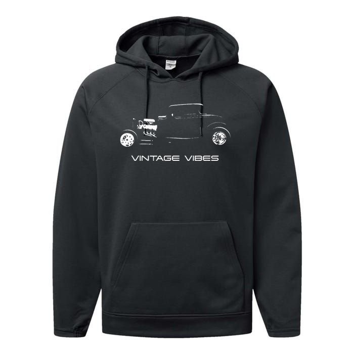 Vintage Vibes Automotive Nostalgia Classic Hotrod Car Performance Fleece Hoodie