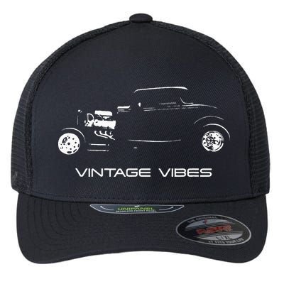 Vintage Vibes Automotive Nostalgia Classic Hotrod Car Flexfit Unipanel Trucker Cap