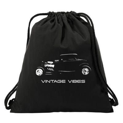 Vintage Vibes Automotive Nostalgia Classic Hotrod Car Drawstring Bag