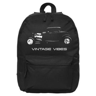 Vintage Vibes Automotive Nostalgia Classic Hotrod Car 16 in Basic Backpack