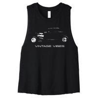 Vintage Vibes Automotive Nostalgia Classic Hotrod Car Women's Racerback Cropped Tank