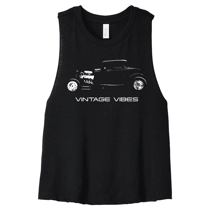 Vintage Vibes Automotive Nostalgia Classic Hotrod Car Women's Racerback Cropped Tank