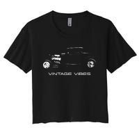 Vintage Vibes Automotive Nostalgia Classic Hotrod Car Women's Crop Top Tee