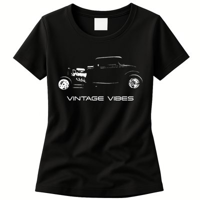 Vintage Vibes Automotive Nostalgia Classic Hotrod Car Womens T-Shirt