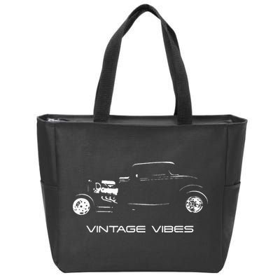 Vintage Vibes Automotive Nostalgia Classic Hotrod Car Zip Tote Bag