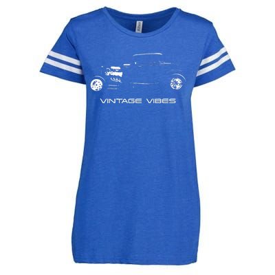 Vintage Vibes Automotive Nostalgia Classic Hotrod Car Enza Ladies Jersey Football T-Shirt