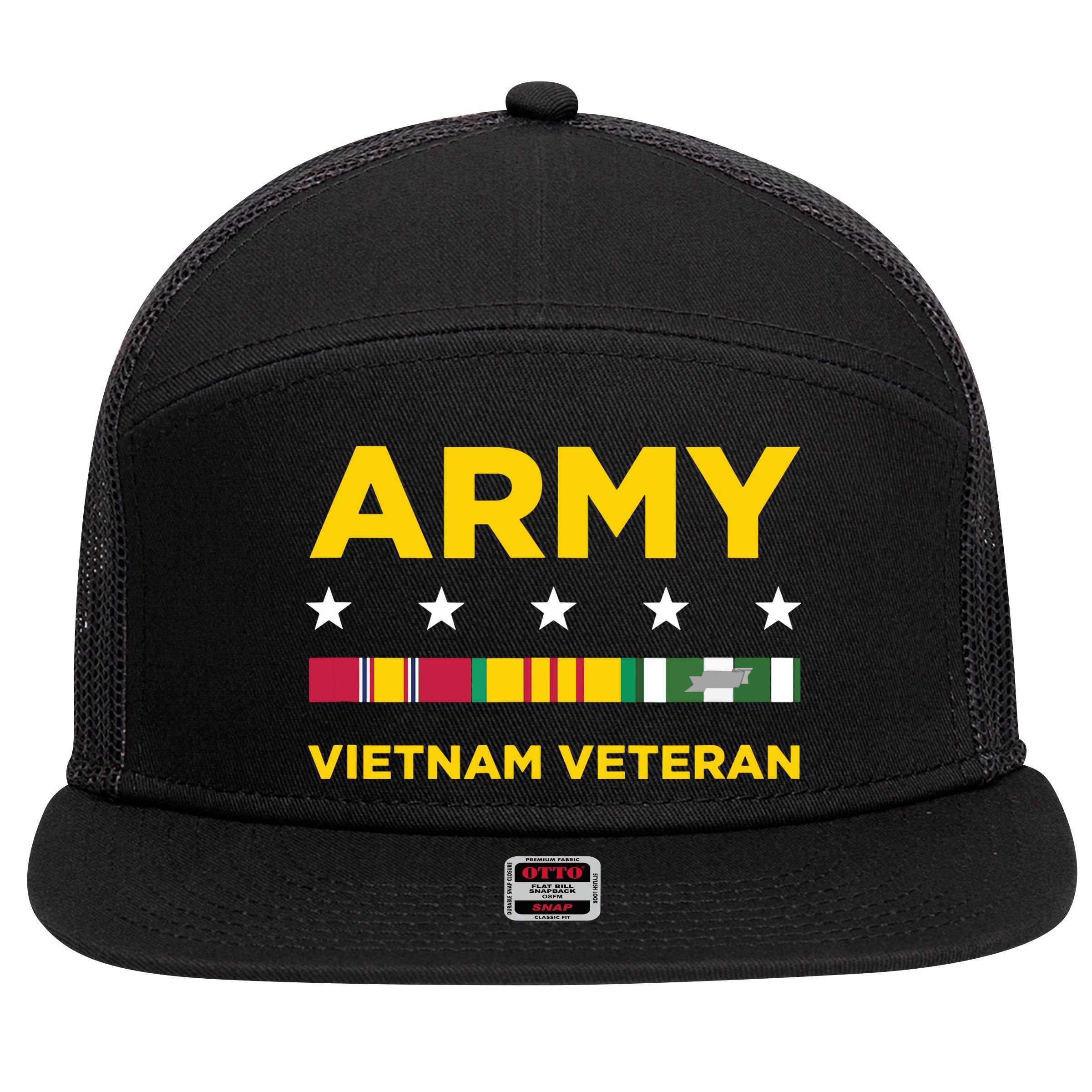 Vietnam Veteran Army 7 Panel Mesh Trucker Snapback Hat