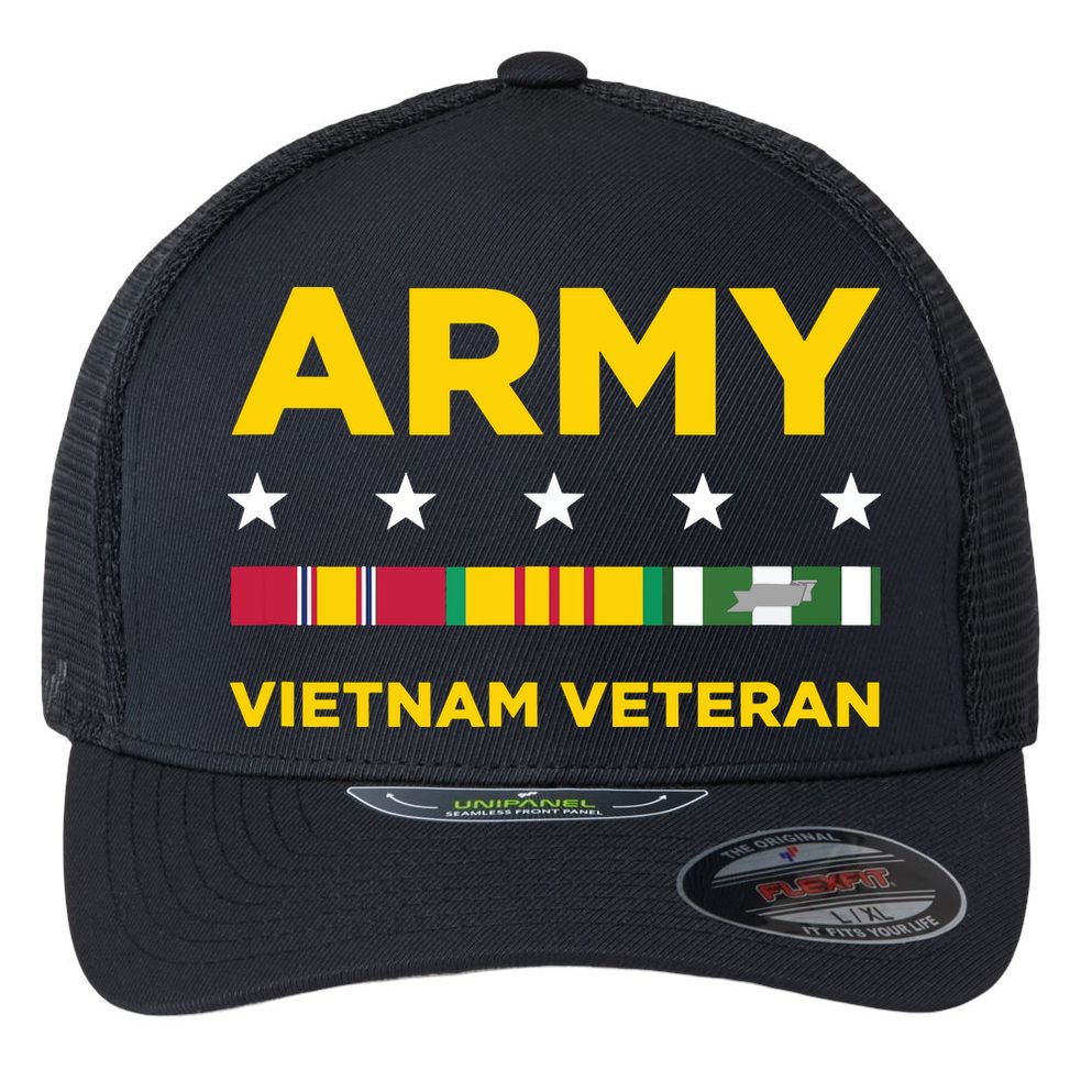 Vietnam Veteran Army Flexfit Unipanel Trucker Cap