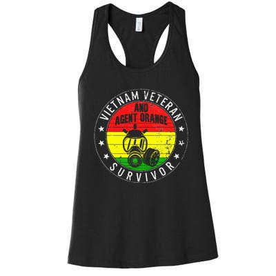 Vietnam Veteran And Orange Agent Survivor Veterans Day Women's Racerback Tank