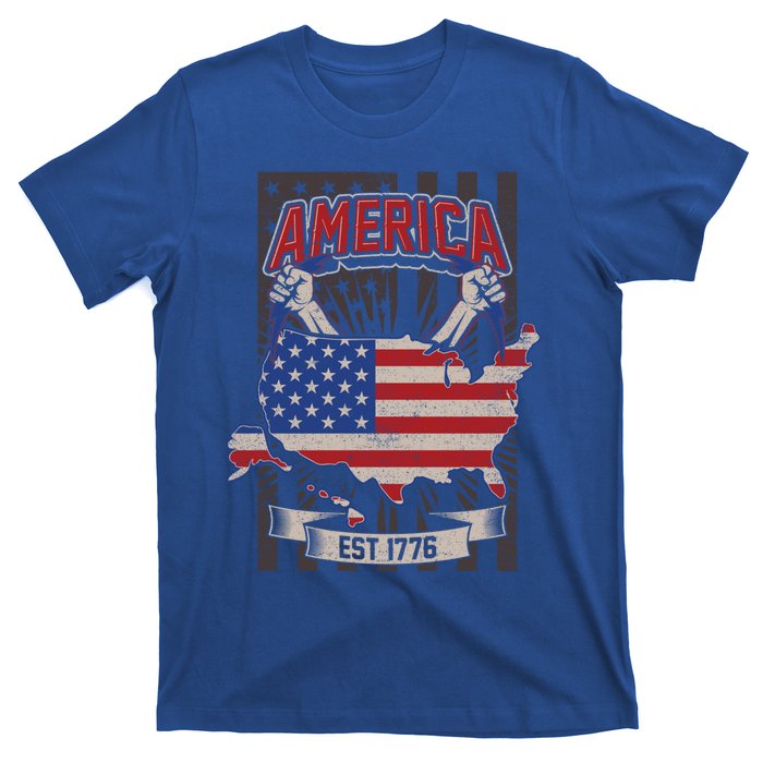 Vintage Veteran's Army American Us Flag America Since 1776 Funny Gift T-Shirt