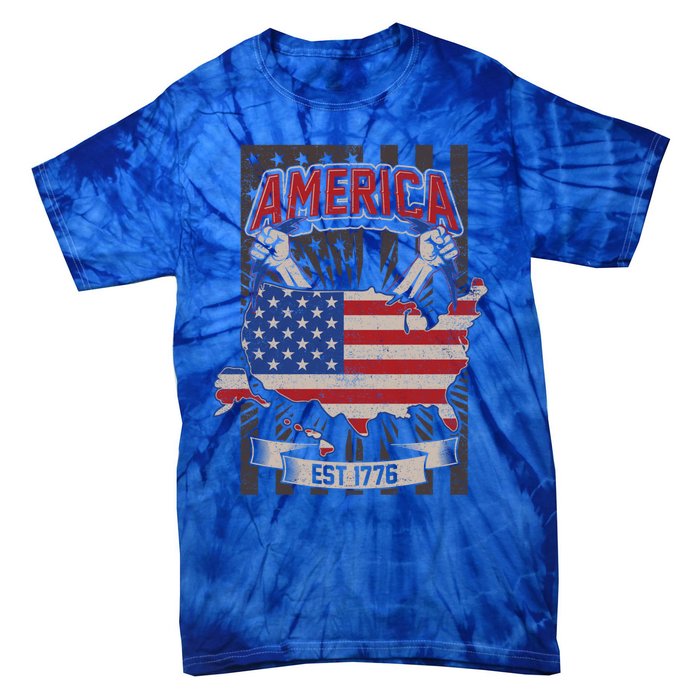 Vintage Veteran's Army American Us Flag America Since 1776 Funny Gift Tie-Dye T-Shirt