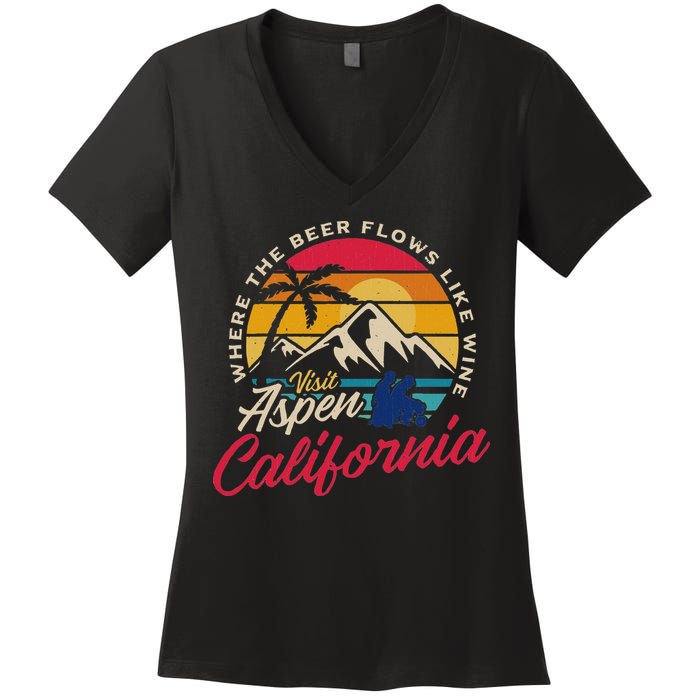 Vintage Visit Aspen California Dumb Dumber Spot Retro Women's V-Neck T-Shirt