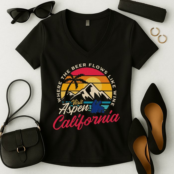 Vintage Visit Aspen California Dumb Dumber Spot Retro Women's V-Neck T-Shirt
