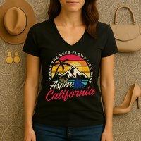 Vintage Visit Aspen California Dumb Dumber Spot Retro Women's V-Neck T-Shirt