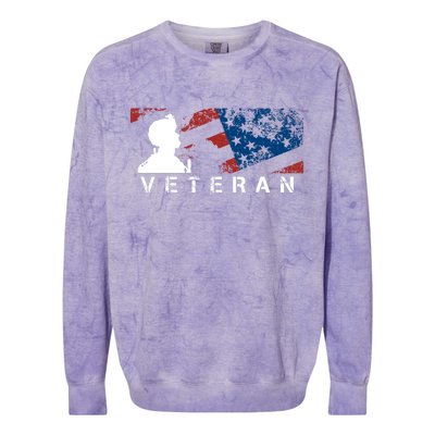 Veteran Vintage American Flag, Veterans Day Colorblast Crewneck Sweatshirt