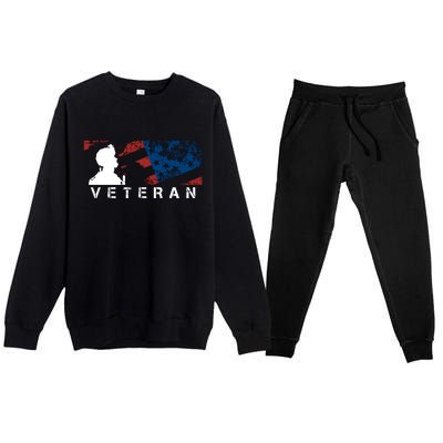 Veteran Vintage American Flag, Veterans Day Premium Crewneck Sweatsuit Set