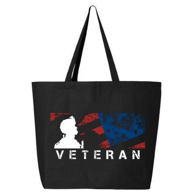 Veteran Vintage American Flag, Veterans Day 25L Jumbo Tote