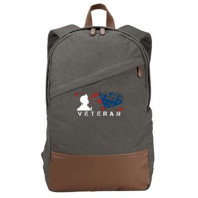 Veteran Vintage American Flag, Veterans Day Cotton Canvas Backpack