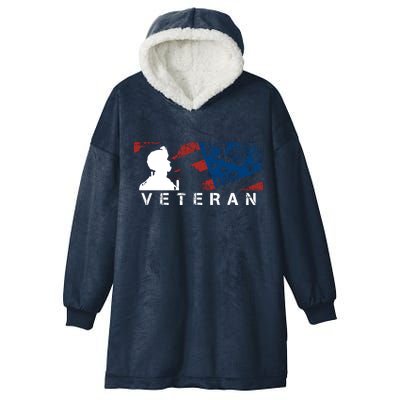 Veteran Vintage American Flag, Veterans Day Hooded Wearable Blanket