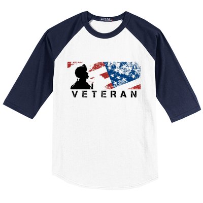 Veteran Vintage American Flag, Veterans Day Baseball Sleeve Shirt