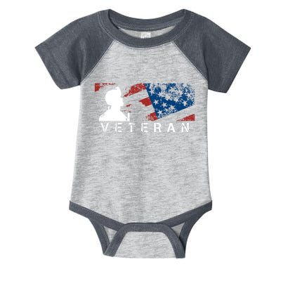 Veteran Vintage American Flag, Veterans Day Infant Baby Jersey Bodysuit