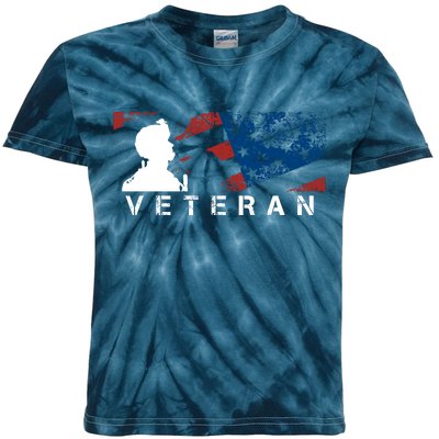 Veteran Vintage American Flag, Veterans Day Kids Tie-Dye T-Shirt