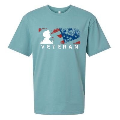 Veteran Vintage American Flag, Veterans Day Sueded Cloud Jersey T-Shirt