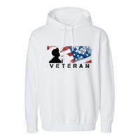 Veteran Vintage American Flag, Veterans Day Garment-Dyed Fleece Hoodie