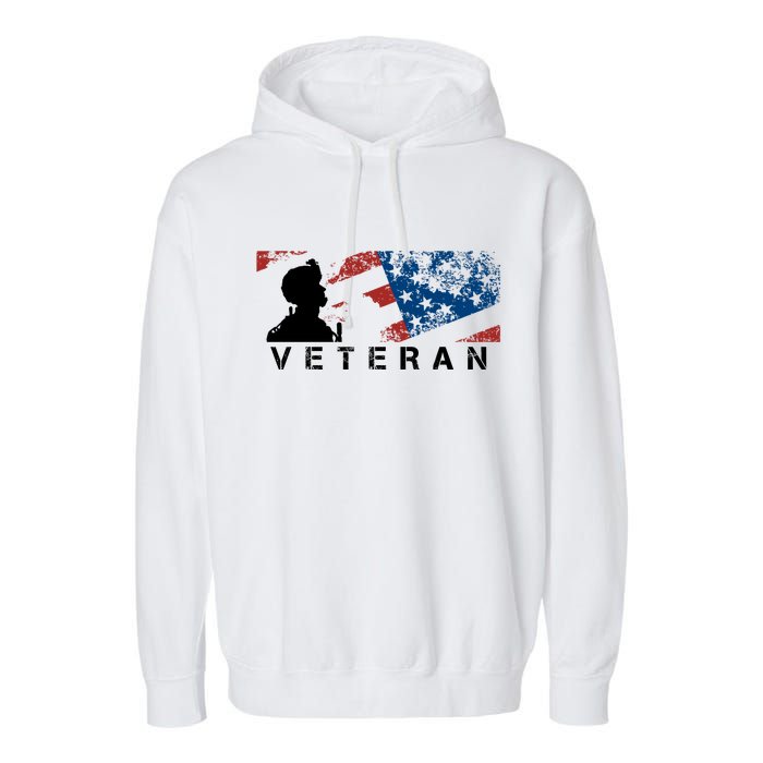 Veteran Vintage American Flag, Veterans Day Garment-Dyed Fleece Hoodie