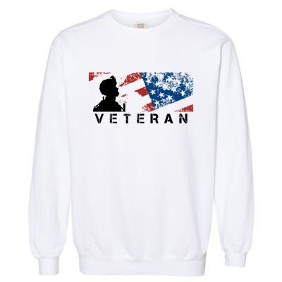 Veteran Vintage American Flag, Veterans Day Garment-Dyed Sweatshirt