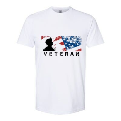 Veteran Vintage American Flag, Veterans Day Softstyle CVC T-Shirt