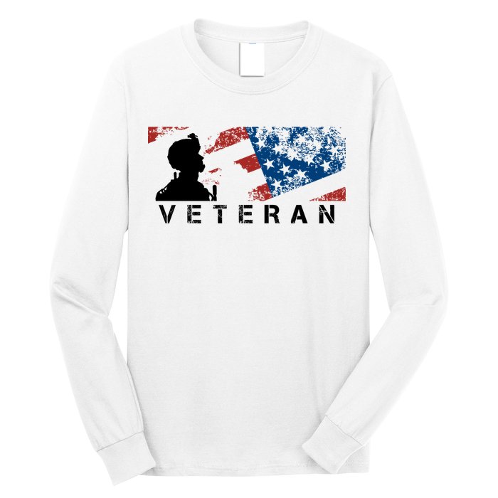 Veteran Vintage American Flag, Veterans Day Long Sleeve Shirt