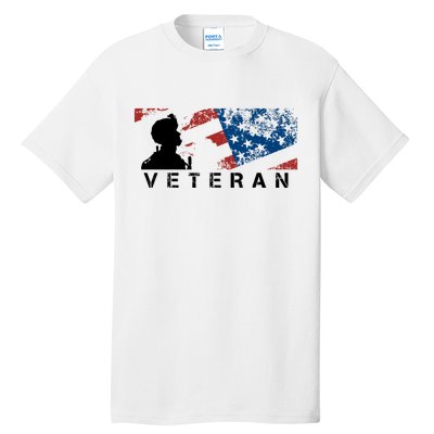 Veteran Vintage American Flag, Veterans Day Tall T-Shirt