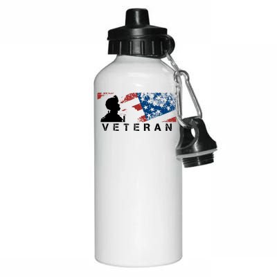 Veteran Vintage American Flag, Veterans Day Aluminum Water Bottle