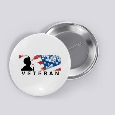 Veteran Vintage American Flag, Veterans Day Button