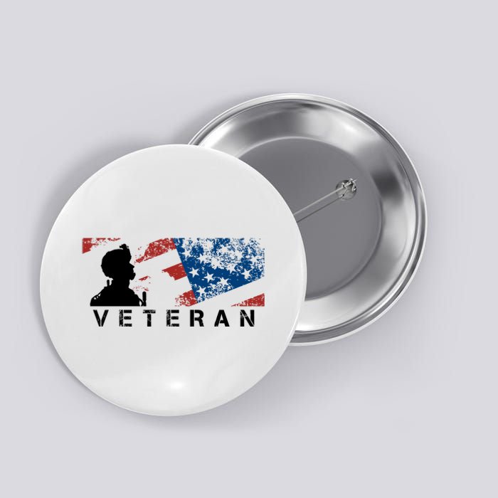 Veteran Vintage American Flag, Veterans Day Button