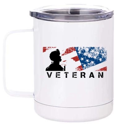 Veteran Vintage American Flag, Veterans Day 12 oz Stainless Steel Tumbler Cup