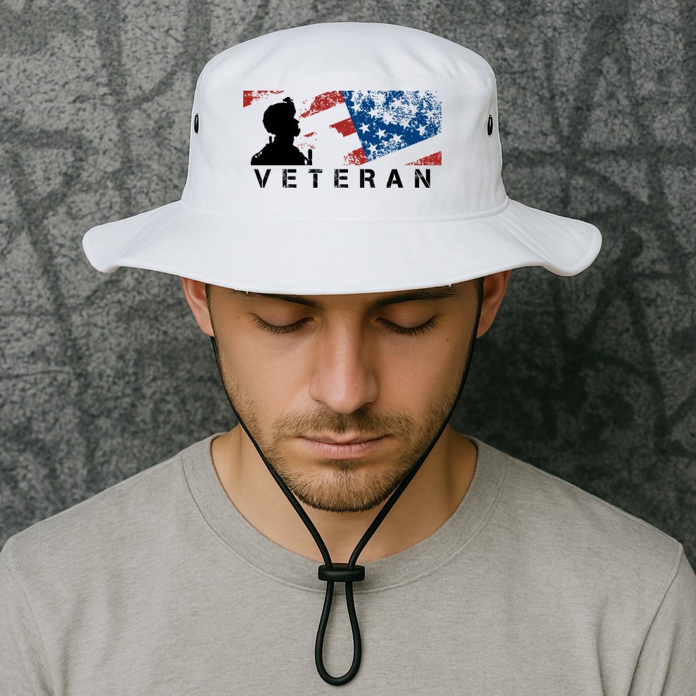 Veteran Vintage American Flag, Veterans Day Bucket Hat
