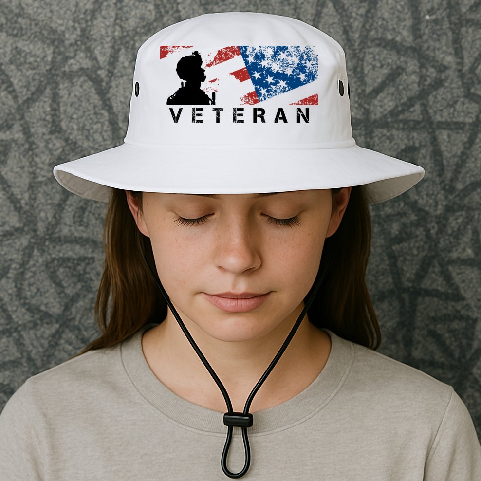Veteran Vintage American Flag, Veterans Day Bucket Hat