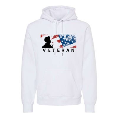 Veteran Vintage American Flag, Veterans Day Premium Hoodie