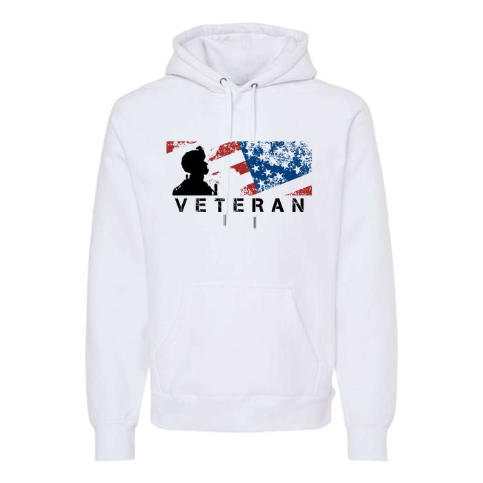 Veteran Vintage American Flag, Veterans Day Premium Hoodie