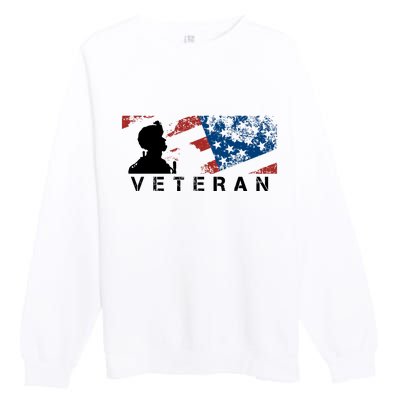 Veteran Vintage American Flag, Veterans Day Premium Crewneck Sweatshirt