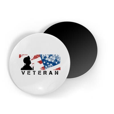 Veteran Vintage American Flag, Veterans Day Magnet