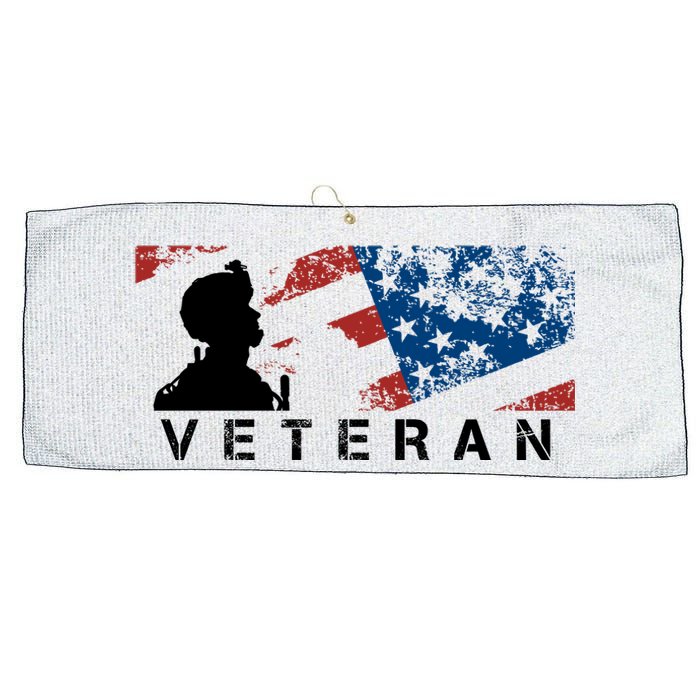 Veteran Vintage American Flag, Veterans Day Large Microfiber Waffle Golf Towel